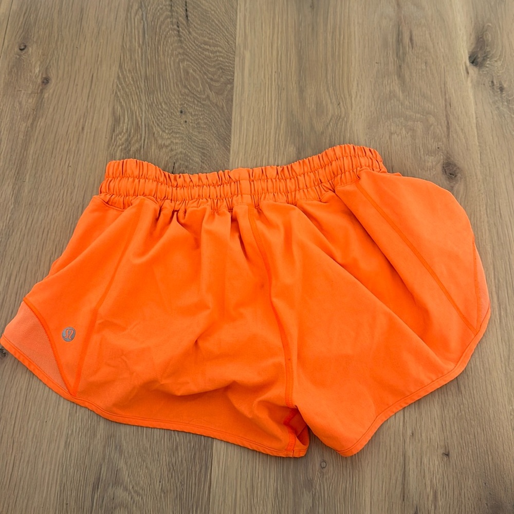 Neon orange Lululemon hottie hot shorts